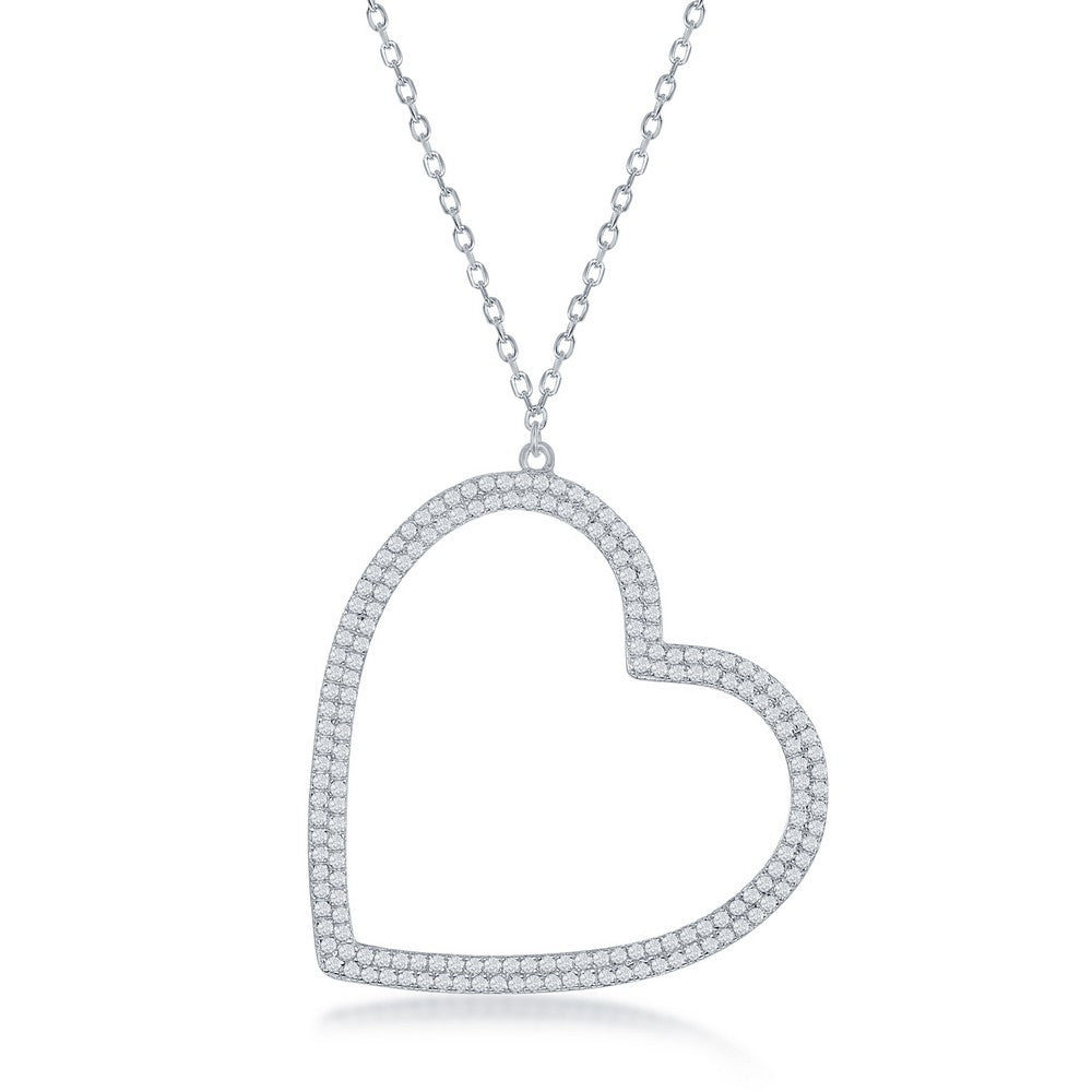 Sterling Silver Heart Necklace - HK Jewels