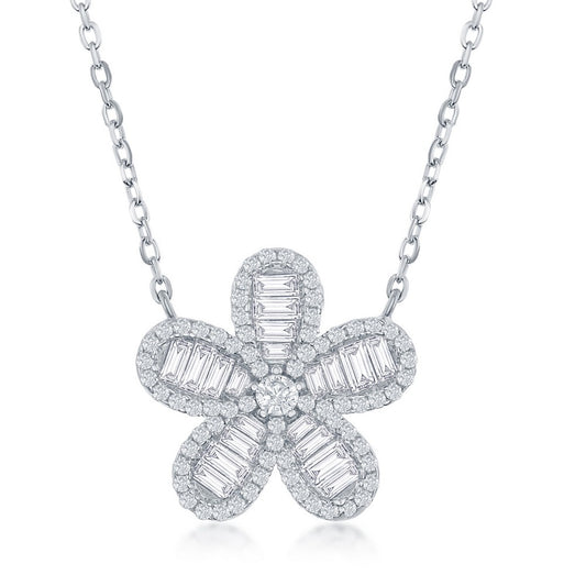 Sterling Silver Flower Pendant - HK Jewels