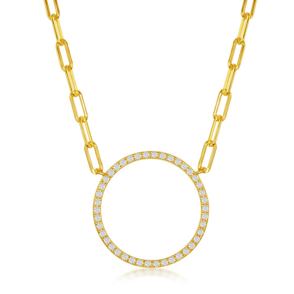 Sterling Silver Gold Plated Circle Necklace - HK Jewels