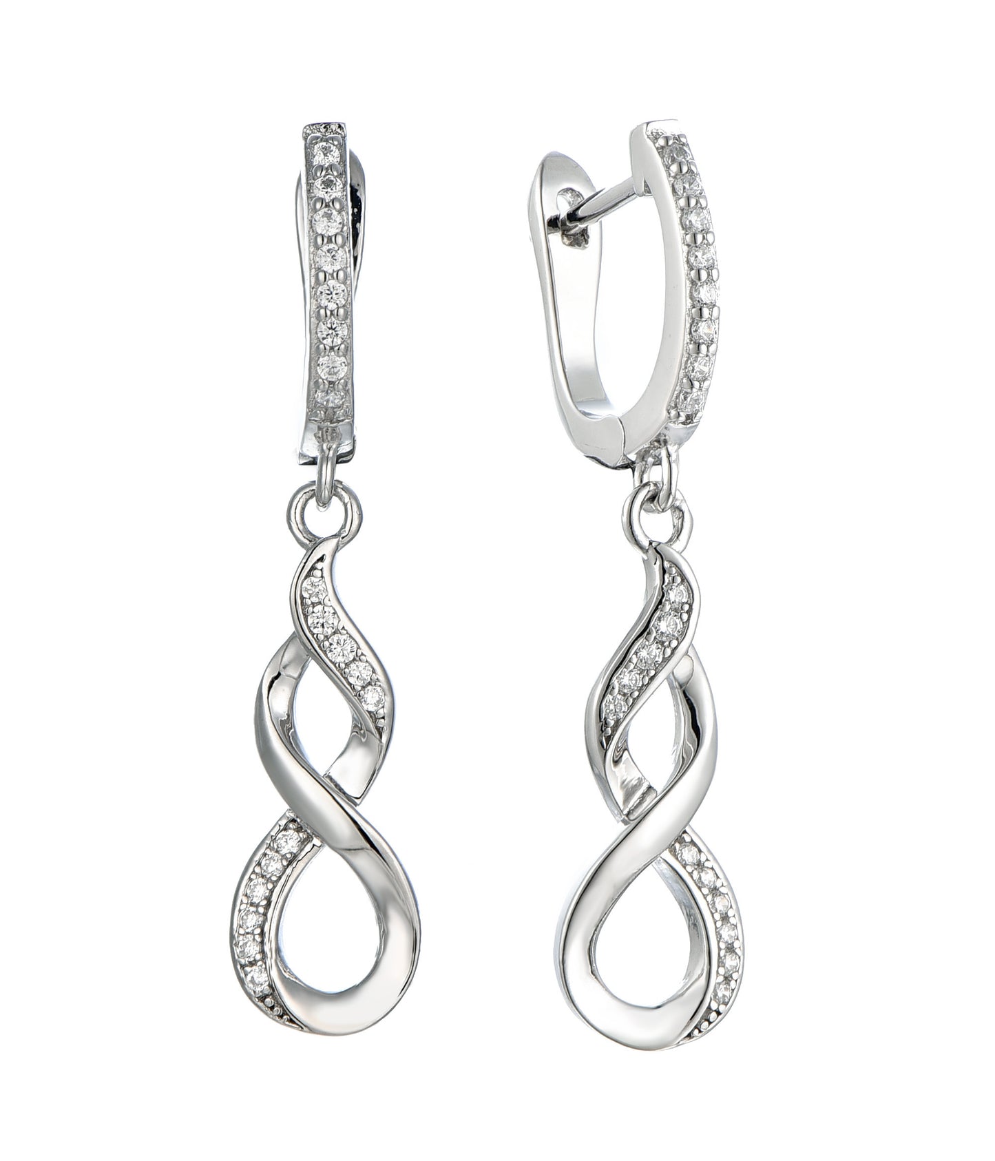 Sterling Silver Micropave Braid Earring - HK Jewels