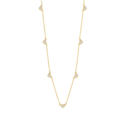 Gold Plated Sterling Silver Heart Station Necklace - HK Jewels