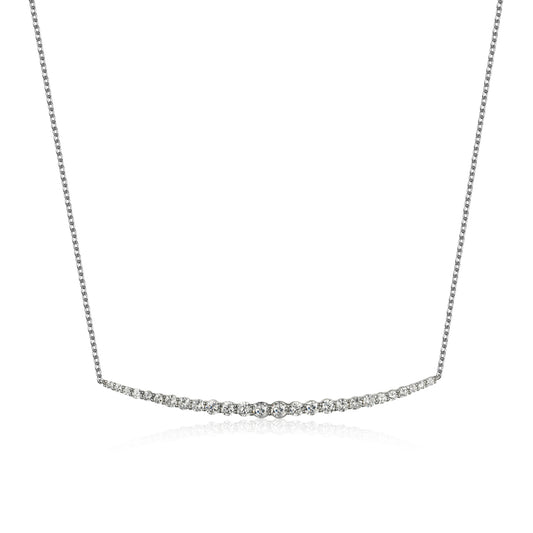 Sterling Silver 76mm Curved Bar Necklace