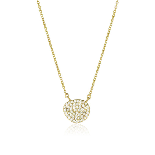 Gold Plated Sterling Silver Natural Shape CZ Necklace - HK Jewels