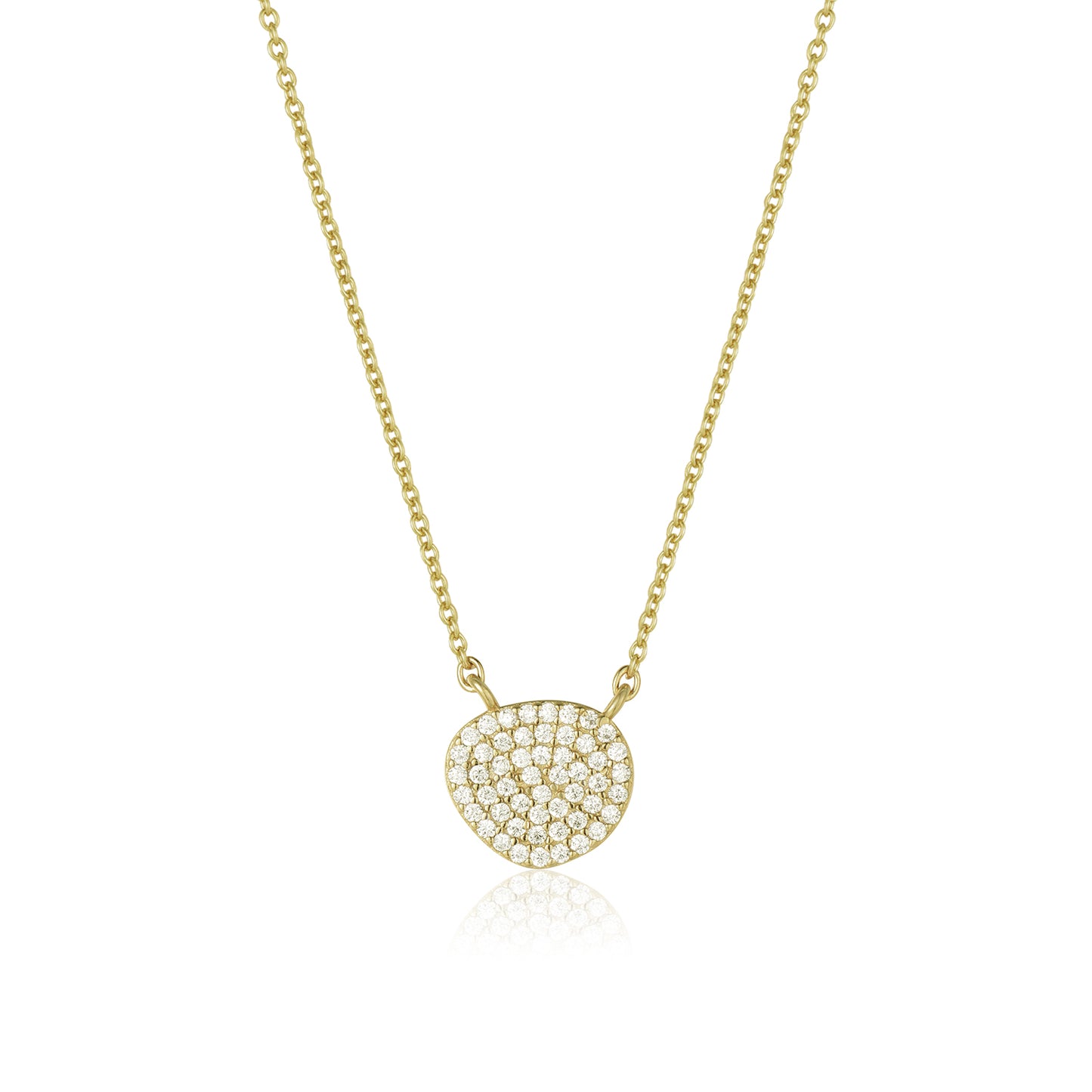 Gold Plated Sterling Silver Natural Shape CZ Necklace - HK Jewels