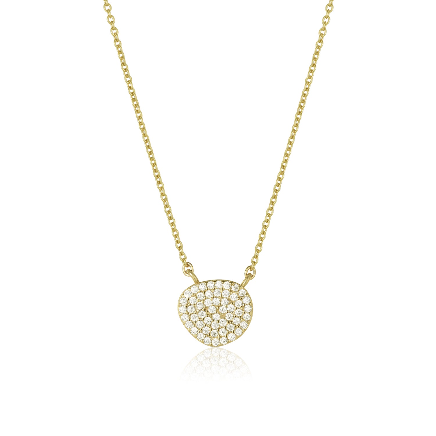 Gold Plated Sterling Silver Natural Shape CZ Necklace - HK Jewels