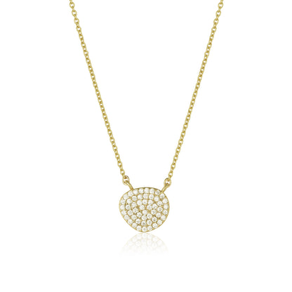 Gold Plated Sterling Silver Natural Shape CZ Necklace - HK Jewels