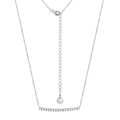Sterling Silver Gold or Rhodium Plated CZ Bar Necklace