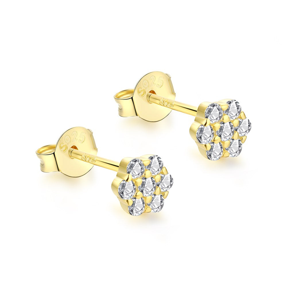 Sterling Silver Seven Stone Stud Earrings - HK Jewels