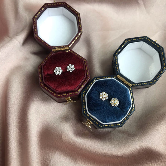 Sterling Silver Seven Stone Stud Earrings - HK Jewels