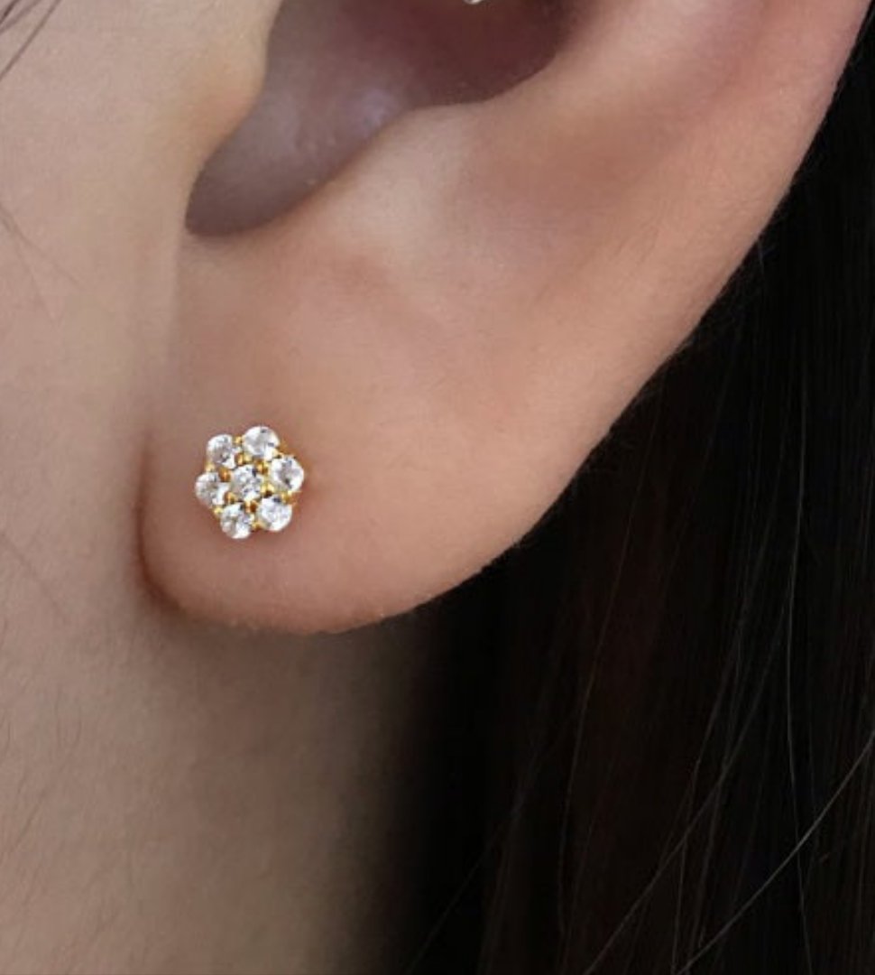 Sterling Silver Seven Stone Stud Earrings - HK Jewels