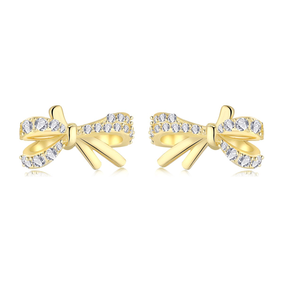 Sterling Silver Micropave Bowknot Stud Earrings - HK Jewels