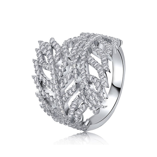 Sterling Silver Floral Design CZ Ring - HK Jewels