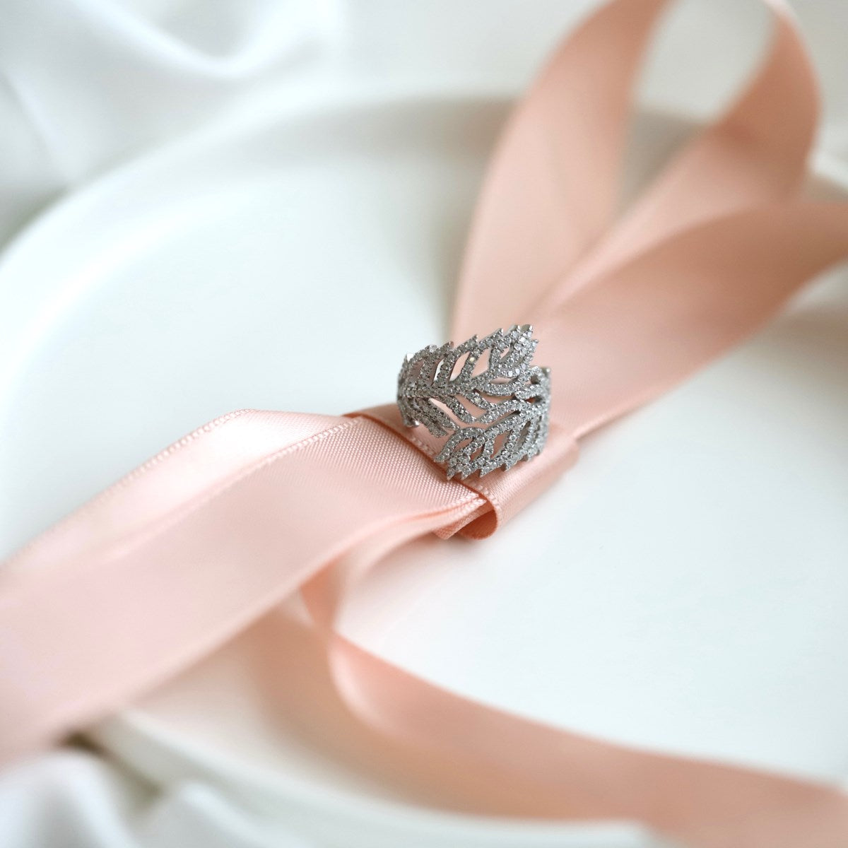 Sterling Silver Floral Design CZ Ring - HK Jewels