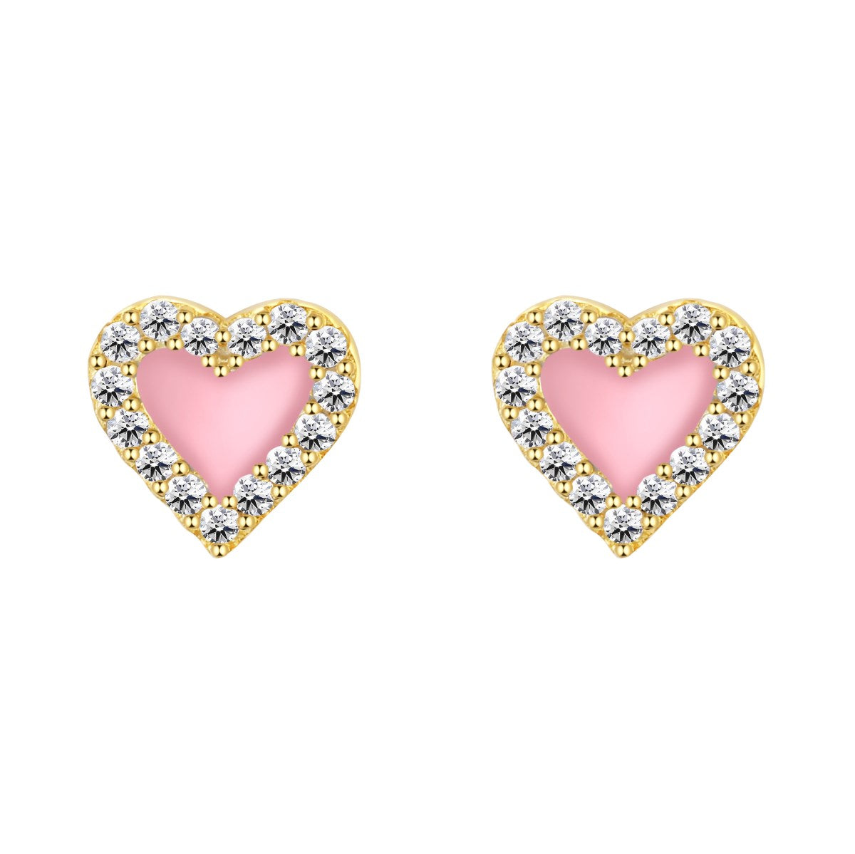 Sterling Silver Colorful Heart Shape Stud Earrings - HK Jewels