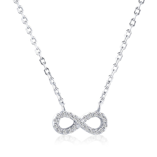 Sterling Silver Micropave Infinity Necklace - HK Jewels