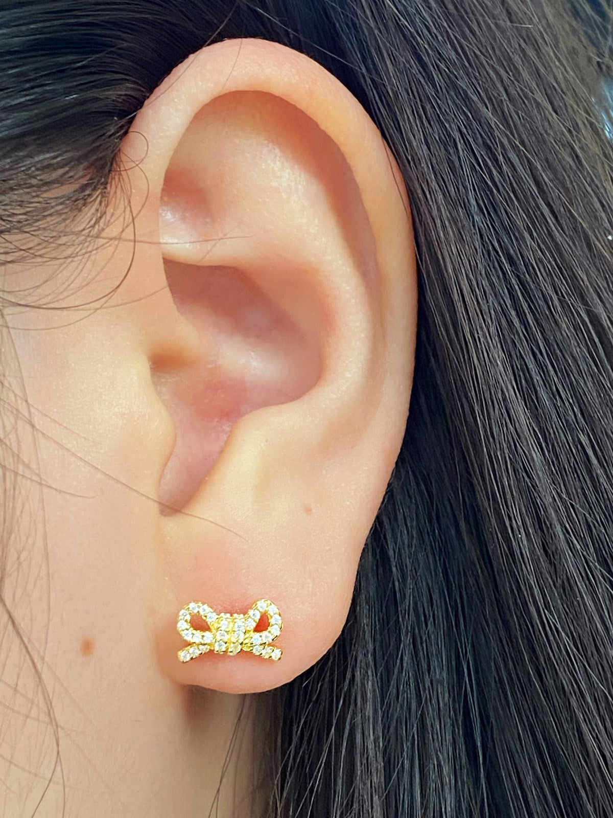 Sterling Silver Micropave Bowknot Stud Earrings - HK Jewels