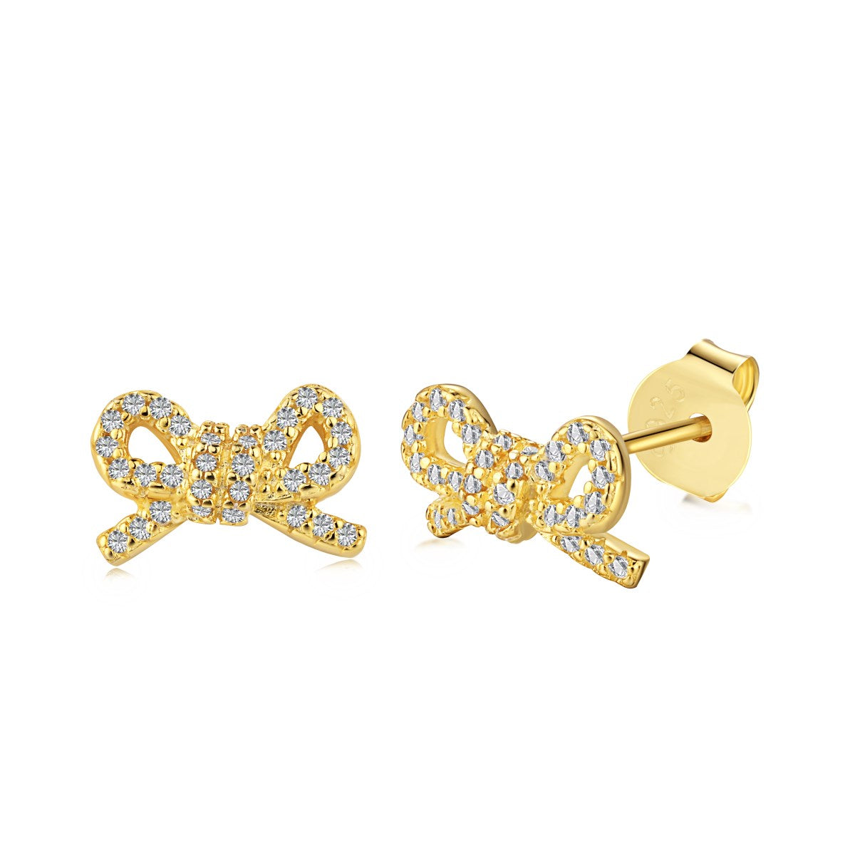 Sterling Silver Micropave Bowknot Stud Earrings - HK Jewels