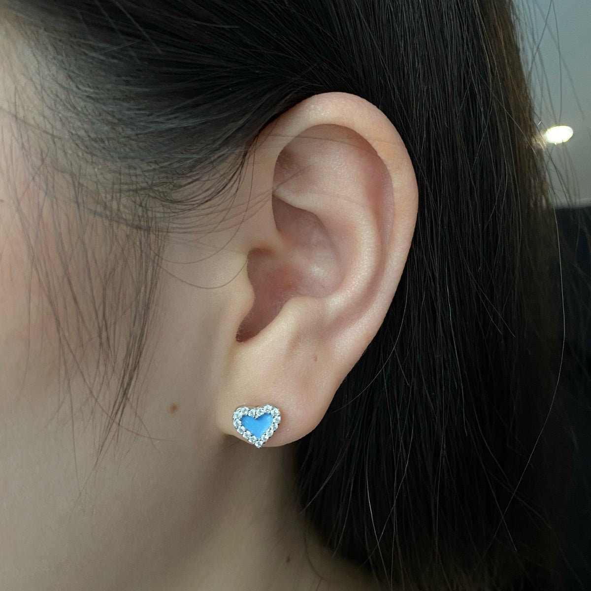 Sterling Silver Colorful Heart Shape Stud Earrings - HK Jewels