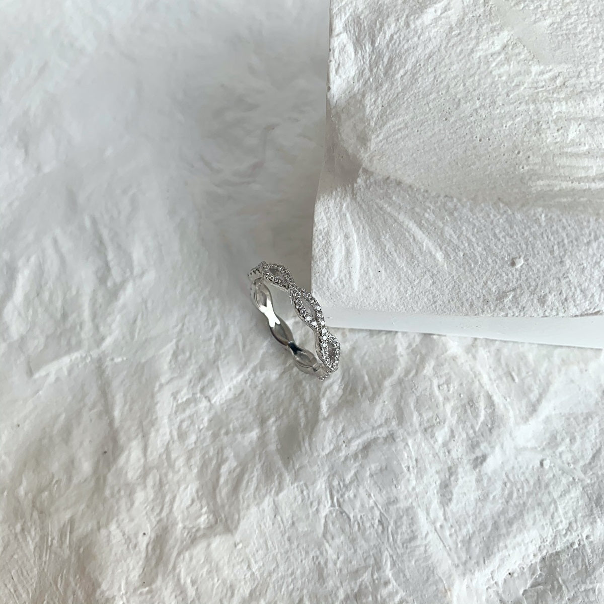 Sterling Silver Infinity Micropave Ring - HK Jewels