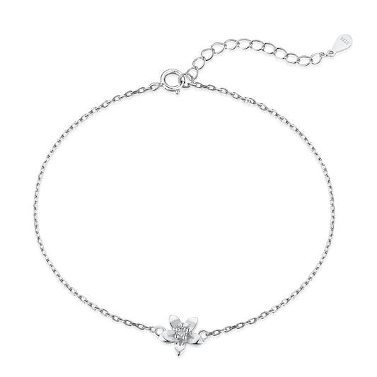 Sterling Silver Adjustable Flower Bracelet - HK Jewels