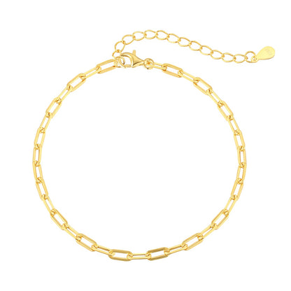Gold Plated Sterling Silver Paperclip Bracelet - HK Jewels