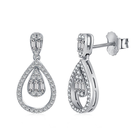 Sterling Silver Hanging Teardrop Post Earrings - HK Jewels