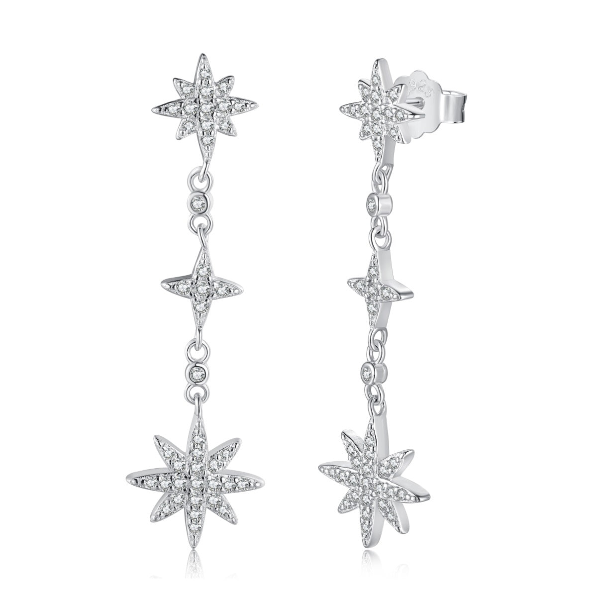 Sterling Silver Starburst Post Earrings - HK Jewels