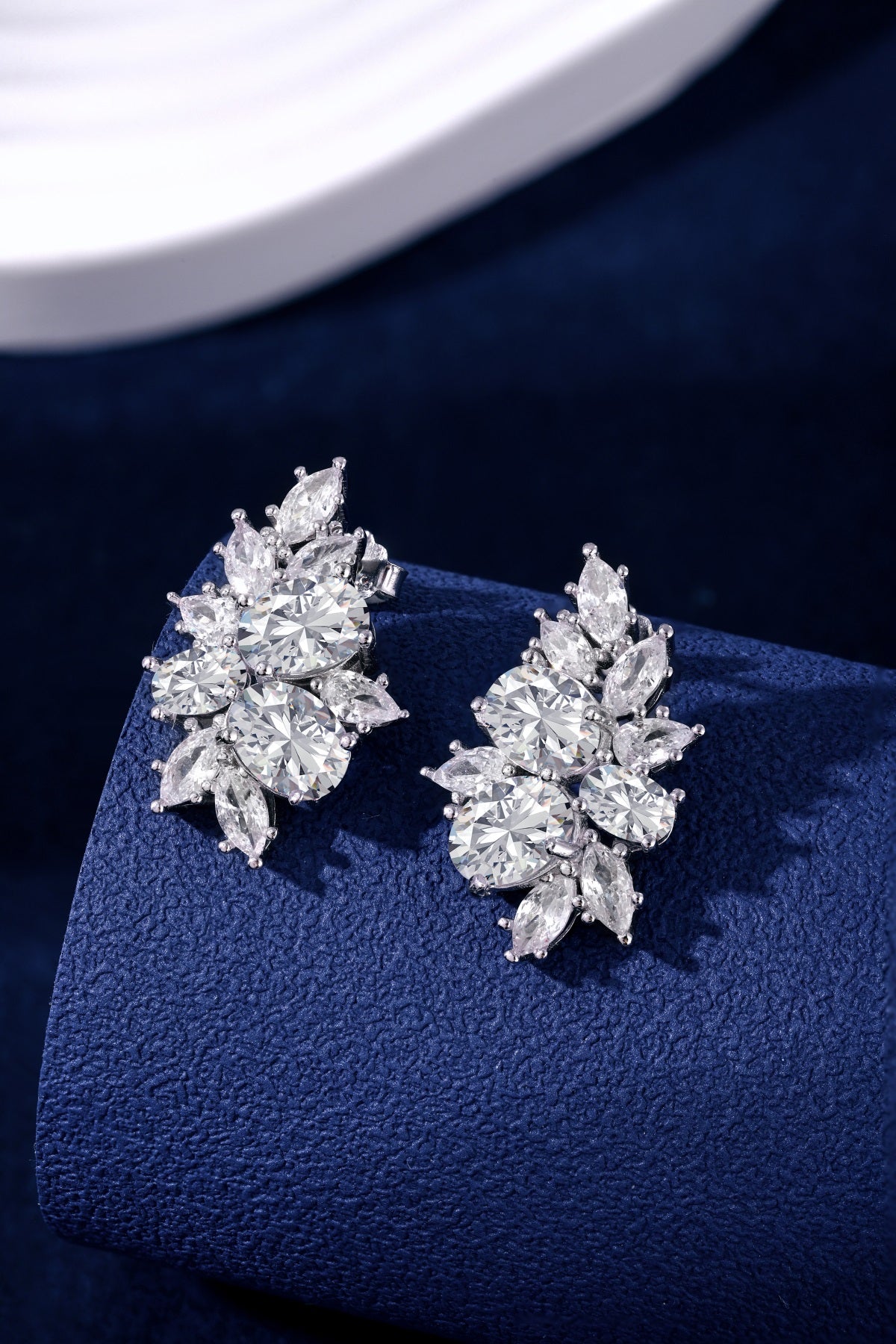Sterling Silver Cluster Stud Earrings - HK Jewels
