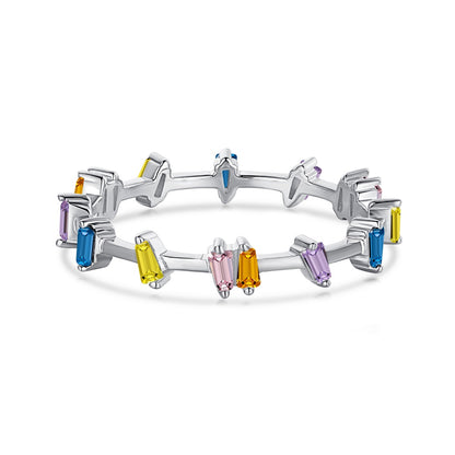 Sterling Silver Multicolored CZ Ring - HK Jewels