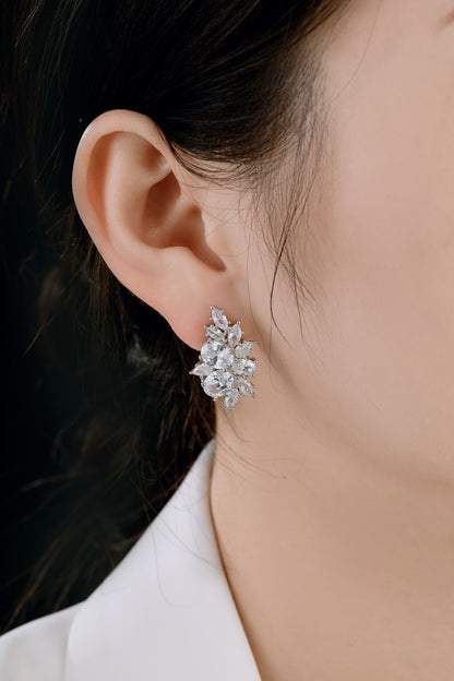 Sterling Silver Cluster Stud Earrings - HK Jewels