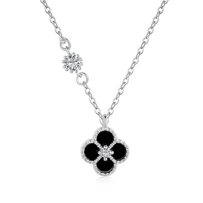 Sterling Silver Four Section Clover Necklace - HK Jewels