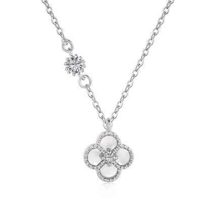 Sterling Silver Four Section Clover Necklace - HK Jewels