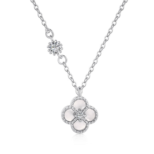 Sterling Silver Four Section Clover Necklace - HK Jewels
