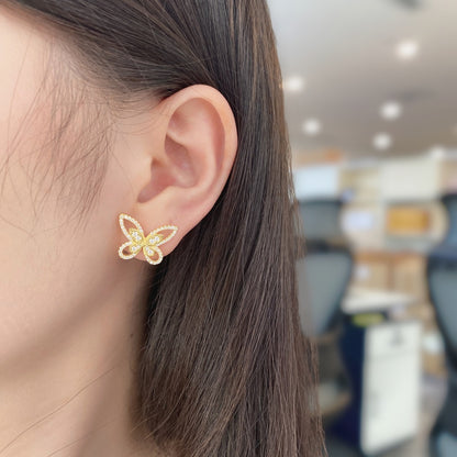 Sterling Silver CZ Outline Butterfly Stud Earrings - HK Jewels