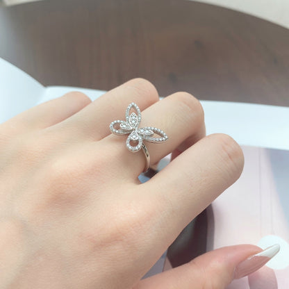Sterling Silver Outline Butterfly CZ Ring - HK Jewels