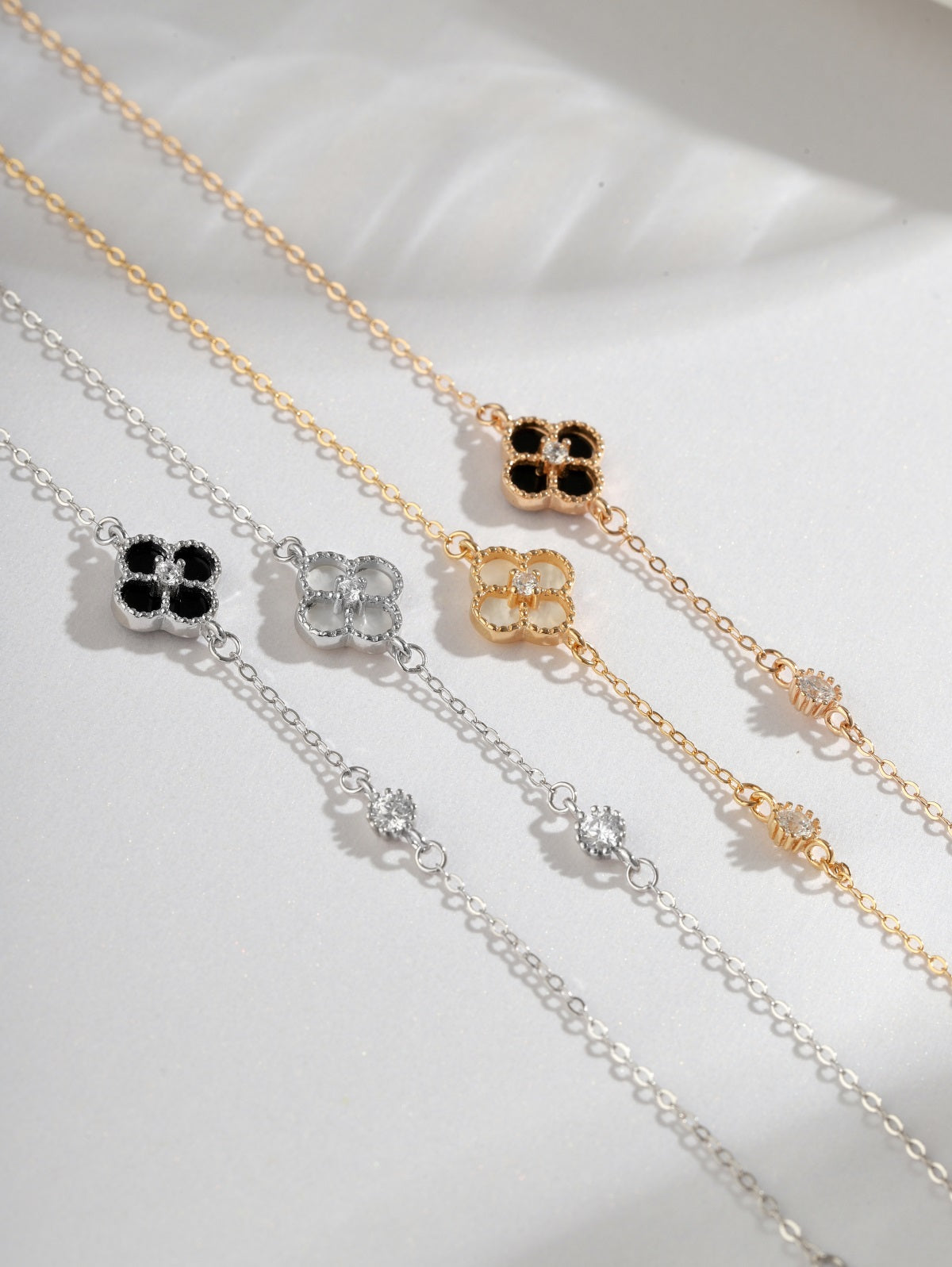 Sterling Silver Adjustable Four Sections Mother of Pearl Bracelet - HK Jewels