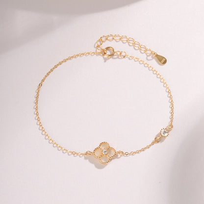 Sterling Silver Adjustable Four Sections Mother of Pearl Bracelet - HK Jewels