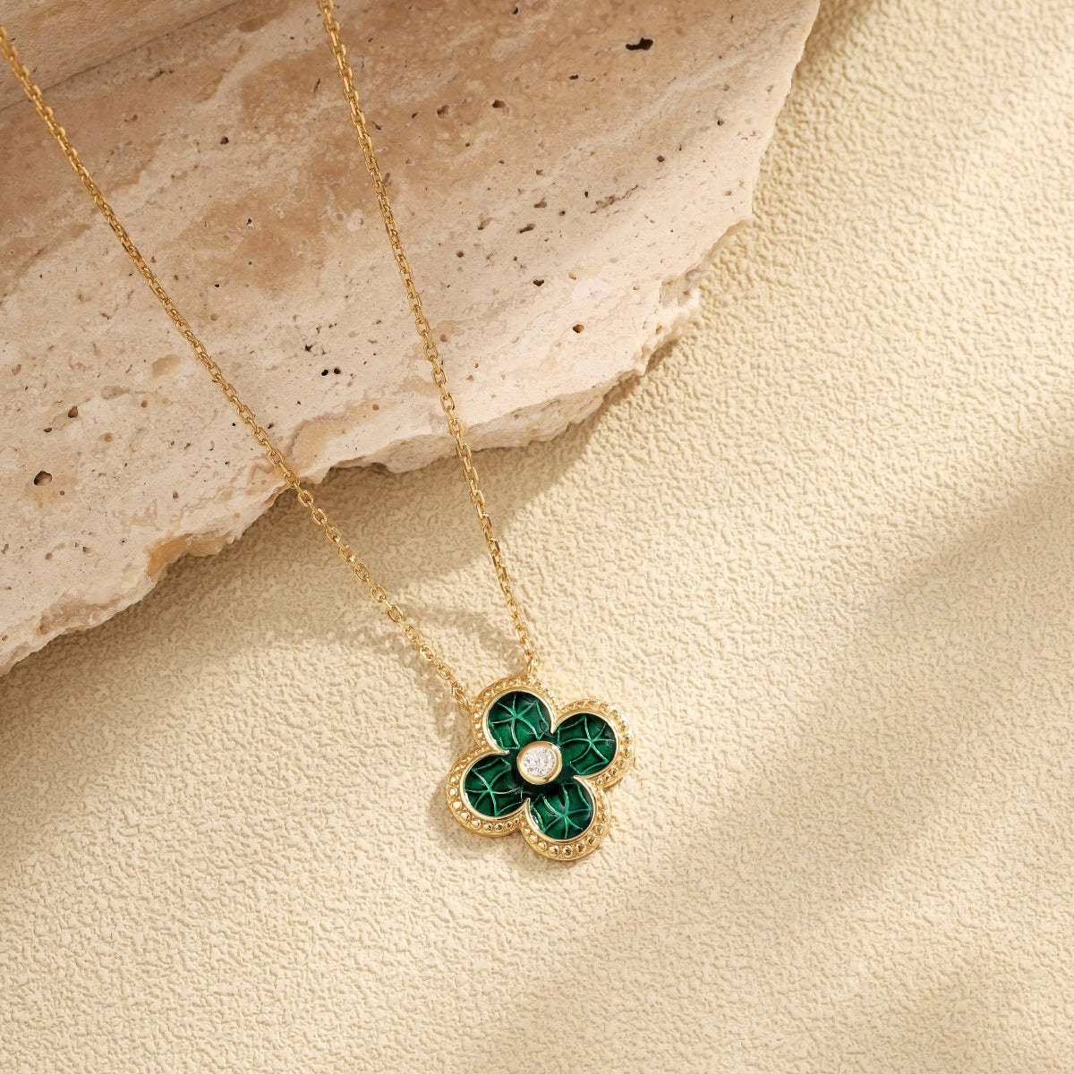 Sterling Silver Colorful Enamel Four Section Clover Necklace - HK Jewels