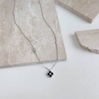 Sterling Silver Four Section Clover Necklace - HK Jewels