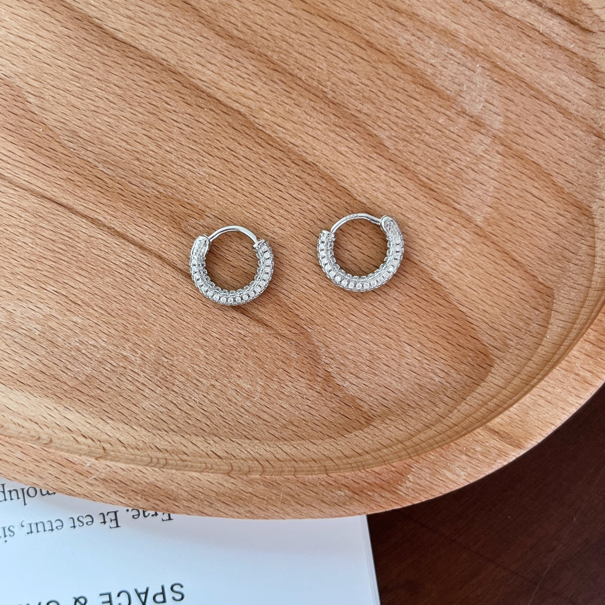 Sterling Silver Micropave Huggie Hoop Earrings - HK Jewels