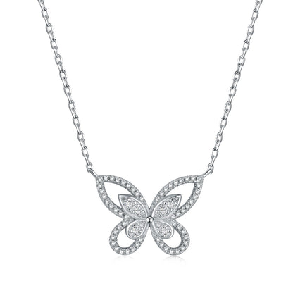 Sterling Silver Outline Butterfly Necklace - HK Jewels