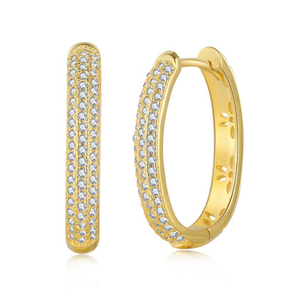 Sterling Silver Micropave Hoop Earrings - HK Jewels