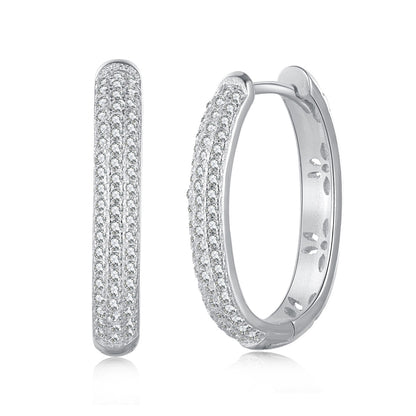 Sterling Silver Micropave Hoop Earrings - HK Jewels