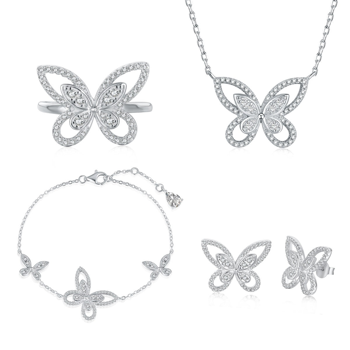 Sterling Silver Outline Butterfly Necklace - HK Jewels