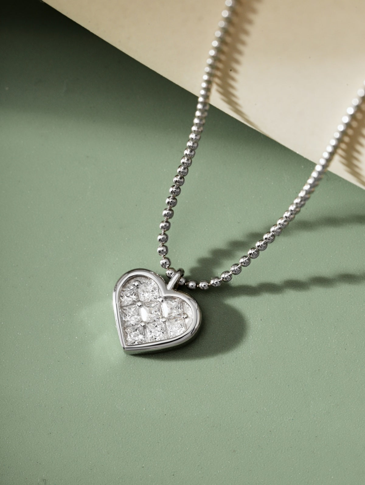 Sterling Silver 12mm CZ Heart Necklace - HK Jewels