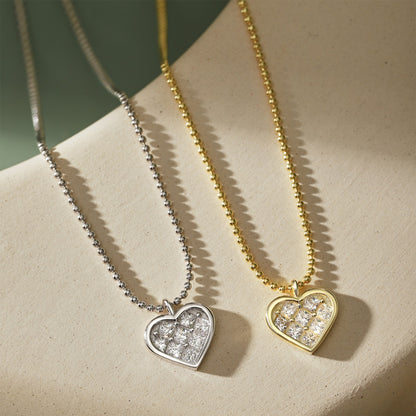 Sterling Silver 12mm CZ Heart Necklace - HK Jewels
