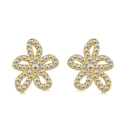 Sterling Silver Micropave Flower Stud Earrings - HK Jewels