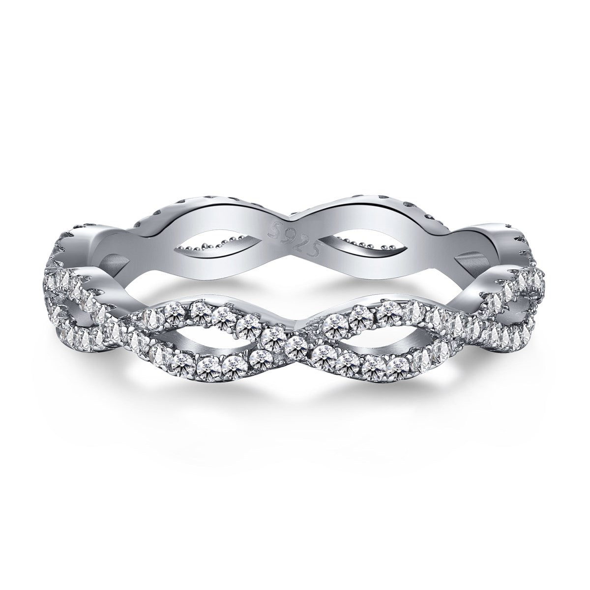 Sterling Silver Infinity Micropave Ring - HK Jewels