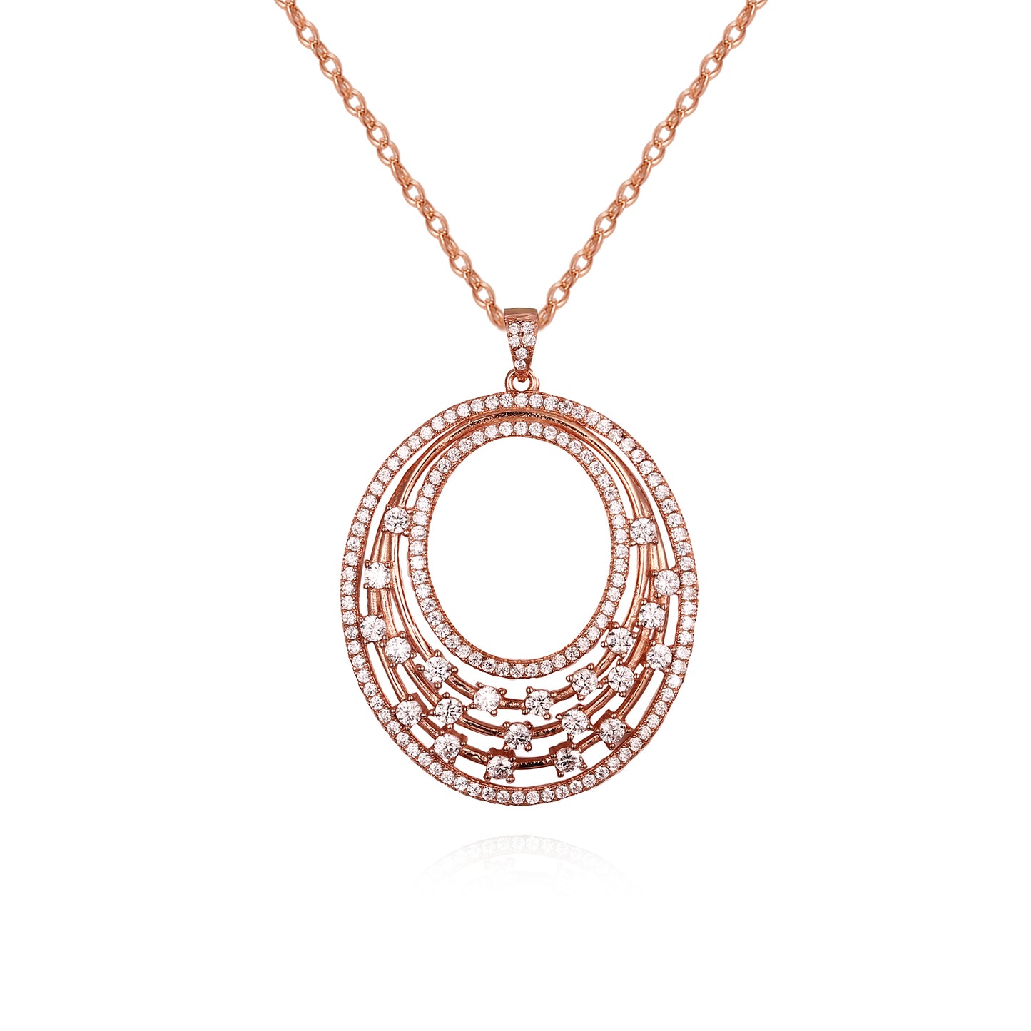 Sterling Silver Oval Micropave Pendant - HK Jewels
