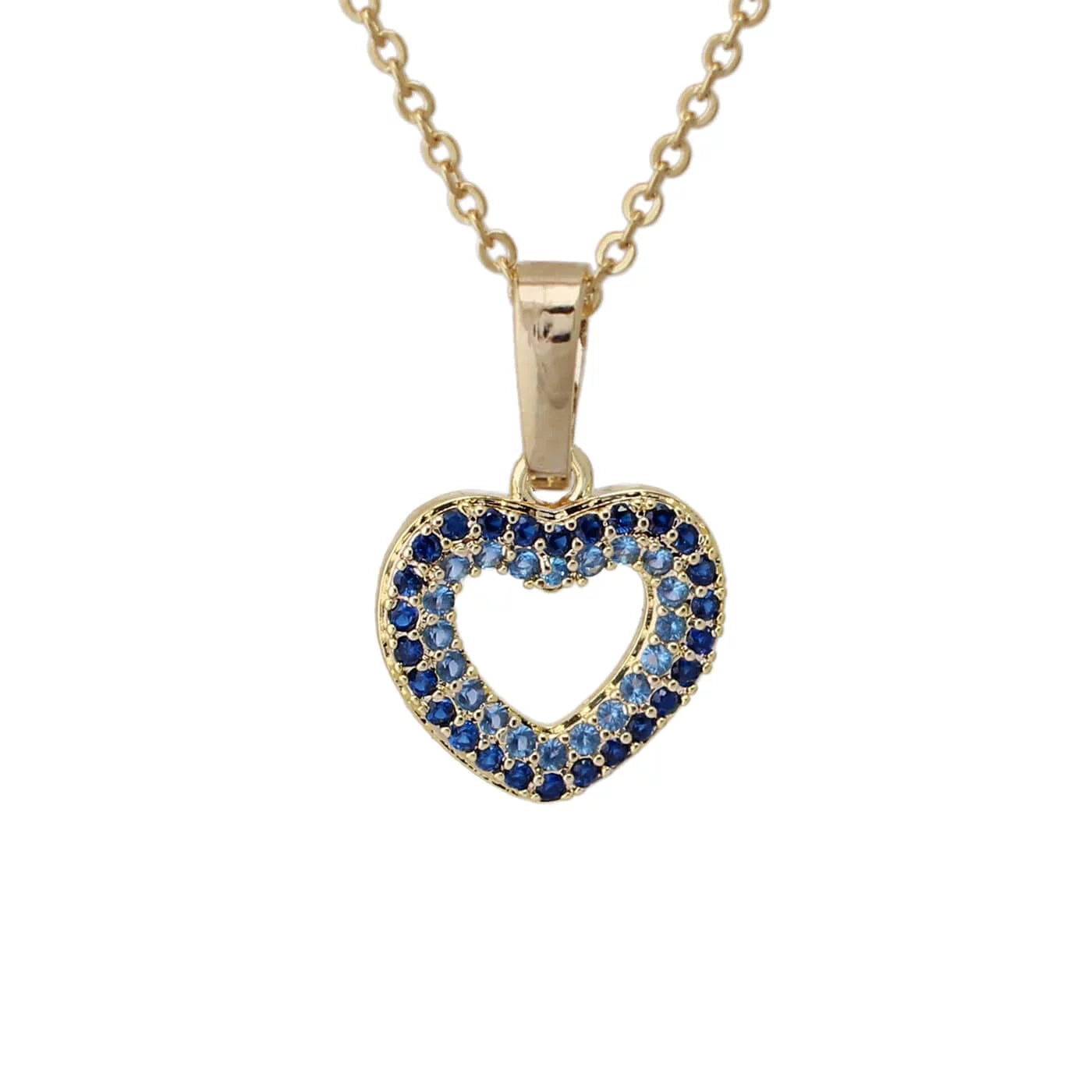 Gold Plated Double CZ Outlined Small Heart Pendant - HK Jewels